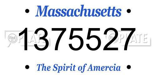 1375527 Massachusetts License Plate