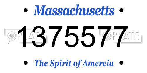 1375577 Massachusetts License Plate