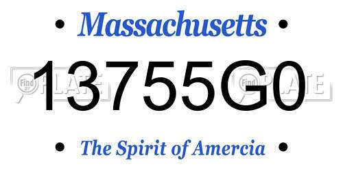 13755G0 Massachusetts License Plate