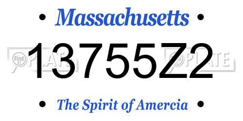 13755Z2 Massachusetts License Plate