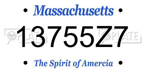 13755Z7 Massachusetts License Plate