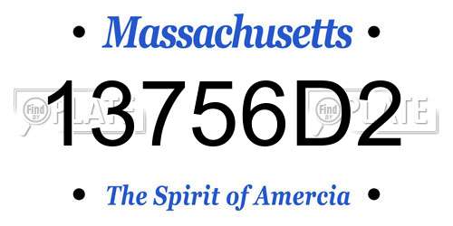 13756D2 Massachusetts License Plate