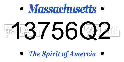 13756Q2 Massachusetts License Plate