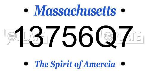 13756Q7 Massachusetts License Plate