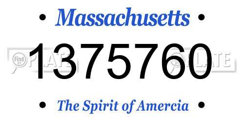 1375760 Massachusetts License Plate