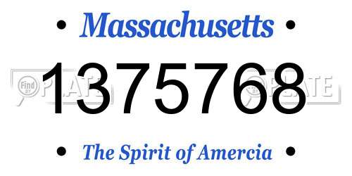 1375768 Massachusetts License Plate