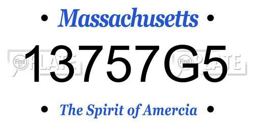 13757G5 Massachusetts License Plate