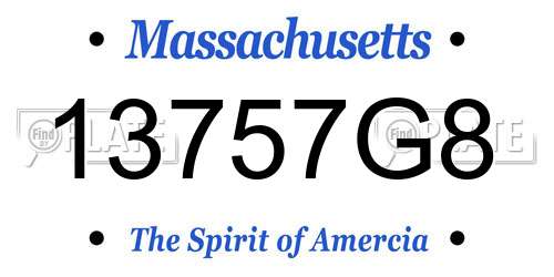 13757G8 Massachusetts License Plate