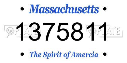 1375811 Massachusetts License Plate