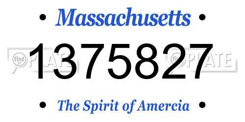 1375827 Massachusetts License Plate