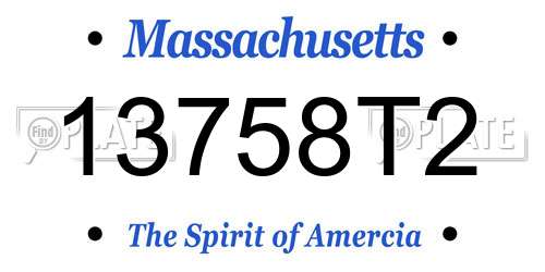 13758T2 Massachusetts License Plate