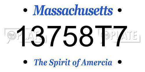 13758T7 Massachusetts License Plate