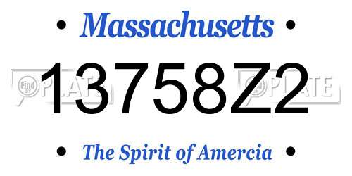13758Z2 Massachusetts License Plate