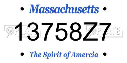 13758Z7 Massachusetts License Plate