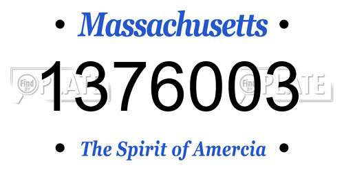 1376003 Massachusetts License Plate