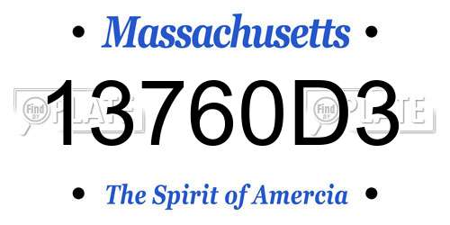 13760D3 Massachusetts License Plate
