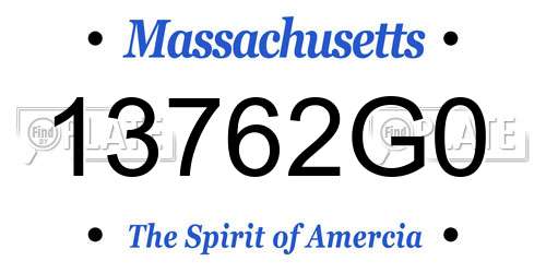 13762G0 Massachusetts License Plate