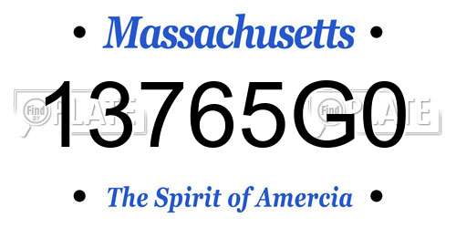 13765G0 Massachusetts License Plate