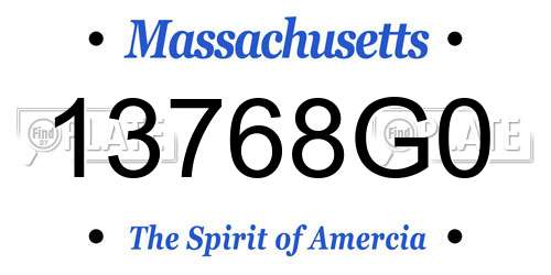 13768G0 Massachusetts License Plate