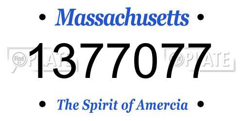 1377077 Massachusetts License Plate