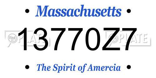 13770Z7 Massachusetts License Plate