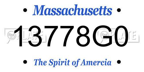 13778G0 Massachusetts License Plate