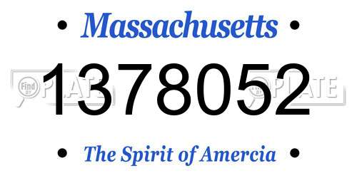 1378052 Massachusetts License Plate