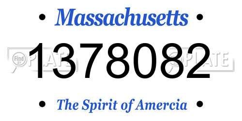 1378082 Massachusetts License Plate