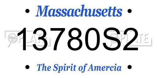 13780S2 Massachusetts License Plate