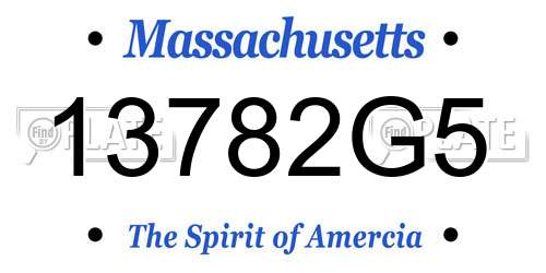13782G5 Massachusetts License Plate