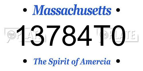 13784T0 Massachusetts License Plate