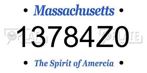 13784Z0 Massachusetts License Plate