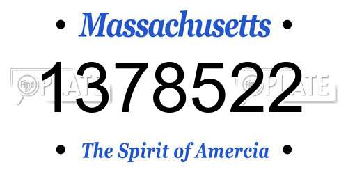 1378522 Massachusetts License Plate