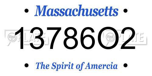 13786O2 Massachusetts License Plate