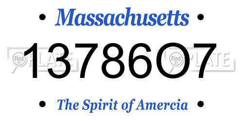 13786O7 Massachusetts License Plate