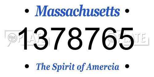 1378765 Massachusetts License Plate