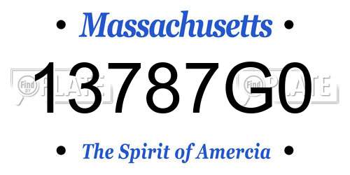 13787G0 Massachusetts License Plate