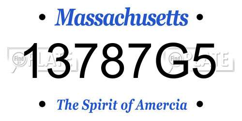13787G5 Massachusetts License Plate