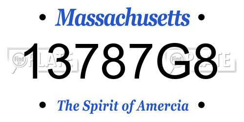 13787G8 Massachusetts License Plate