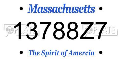 13788Z7 Massachusetts License Plate
