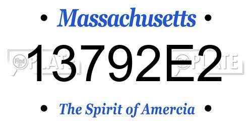 13792E2 Massachusetts License Plate