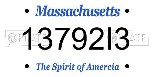 13792I3 Massachusetts License Plate
