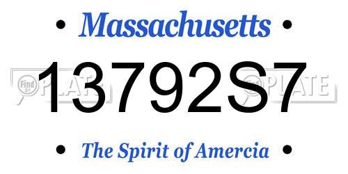 13792S7 Massachusetts License Plate