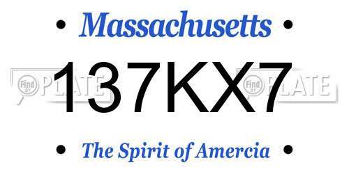 137KX7 Massachusetts License Plate