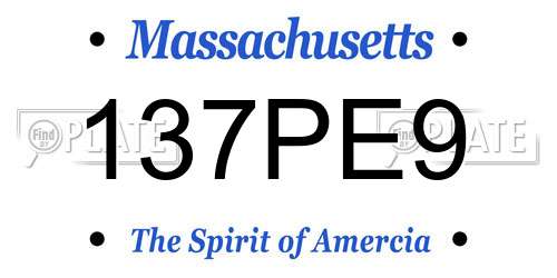137PE9 Massachusetts License Plate