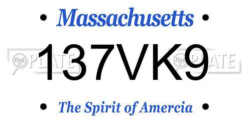 137VK9 Massachusetts License Plate