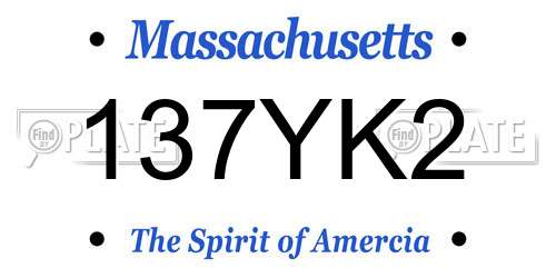 137YK2 Massachusetts License Plate