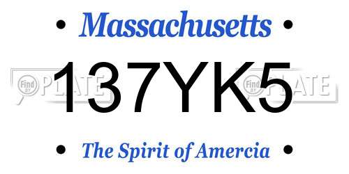 137YK5 Massachusetts License Plate