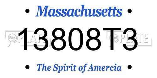 13808T3 Massachusetts License Plate