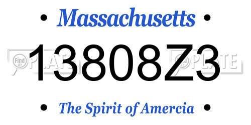13808Z3 Massachusetts License Plate